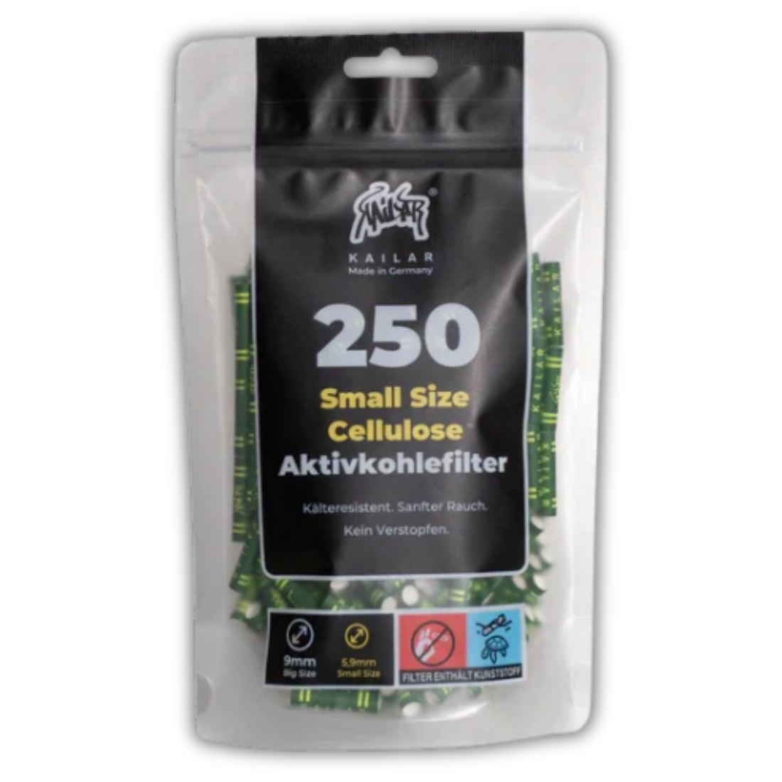 Kailar - 250 Slim Cellulose Aktivkohlefilter - Green