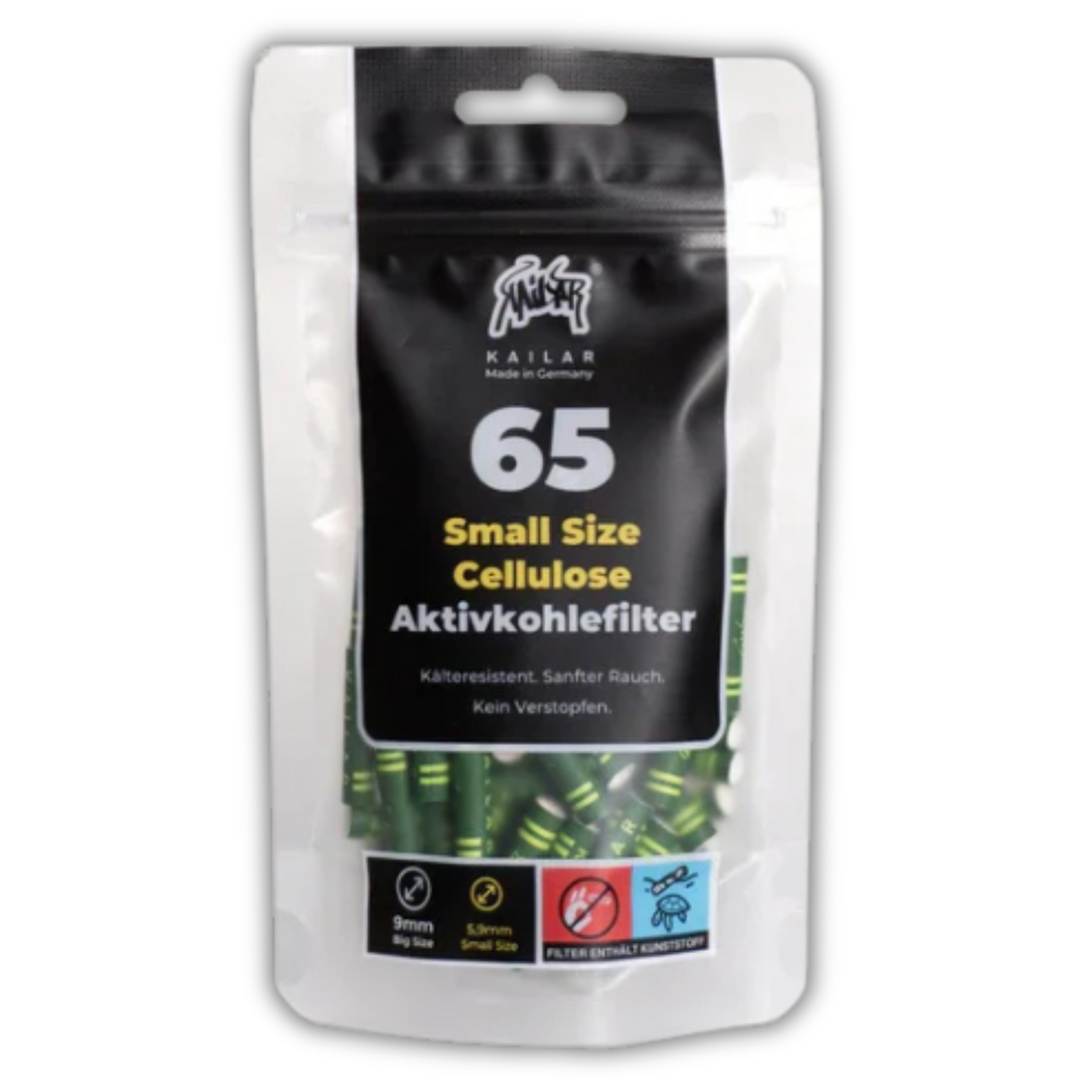 Kailar - 65 Slim Cellulose Aktivkohlefilter - Green