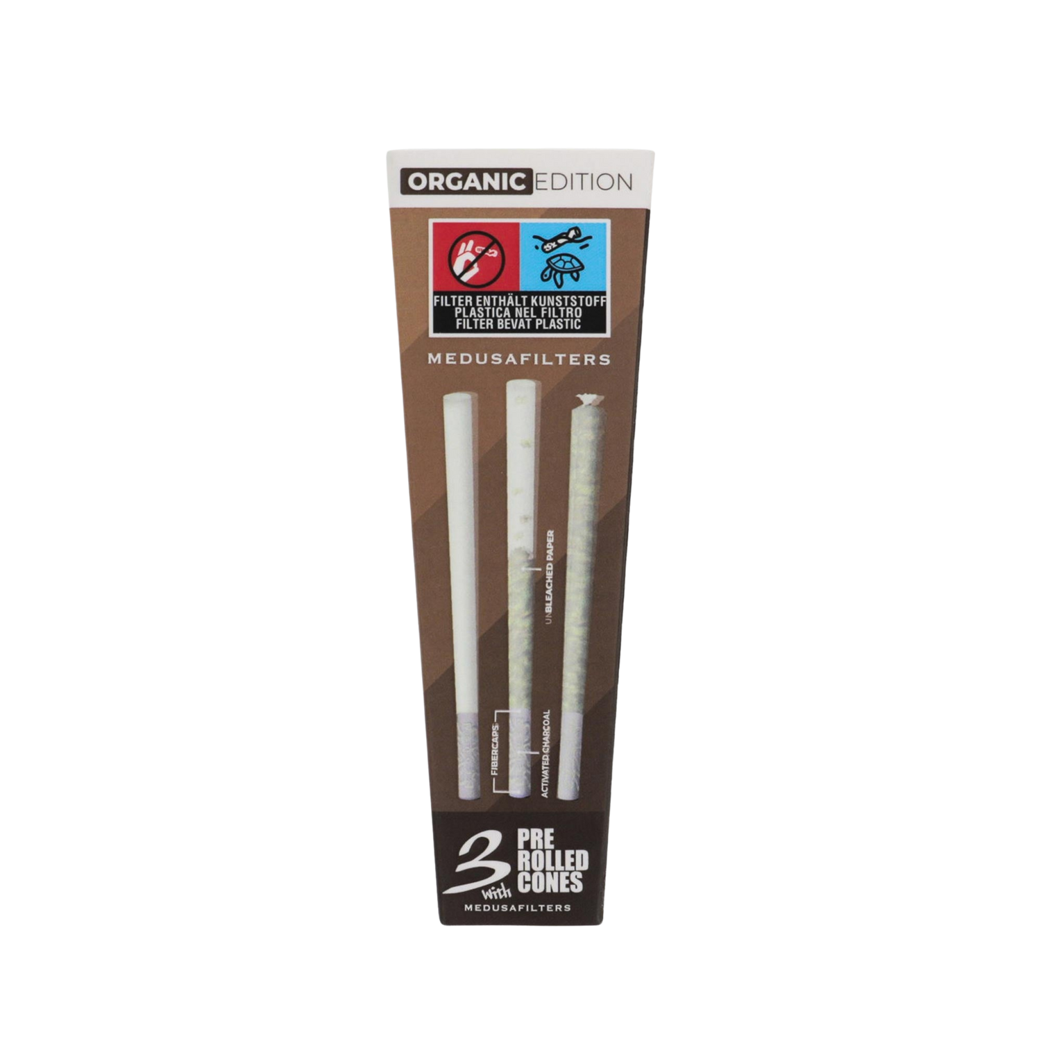 MedusaFilters - Pre-Rolled Cones UNBLEACHED mit ORGANIC Filtern - Box - 3 Stück