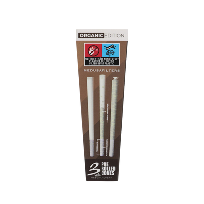 MedusaFilters - Pre-Rolled Cones UNBLEACHED mit ORGANIC Filtern - Box - 3 Stück