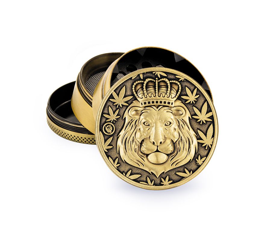 FireFlow Metall-Grinder «Lion» Gold 5 cm 4-teilig (4 Stk.)