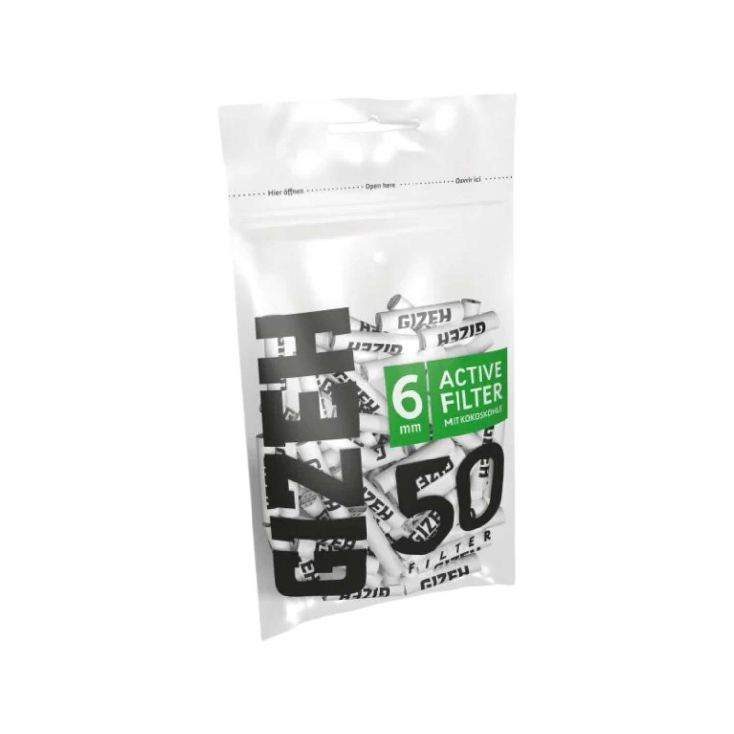 GIZEH - Active Filter 6mm - Black - Bag 50 Stück