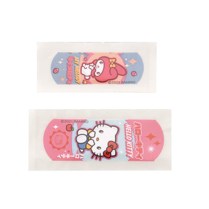 Zwei Pflaster mit Hello Kitty und My Melody Motiven in zwei Grössen