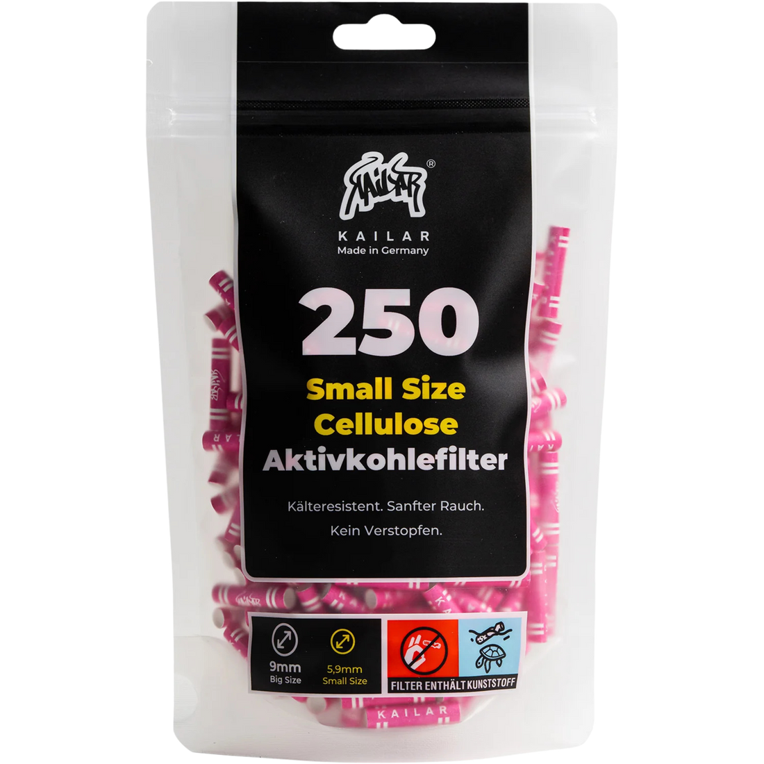 Kailar - 250 Filtri Slim in Carbone Attivo in Cellulosa - Rosa