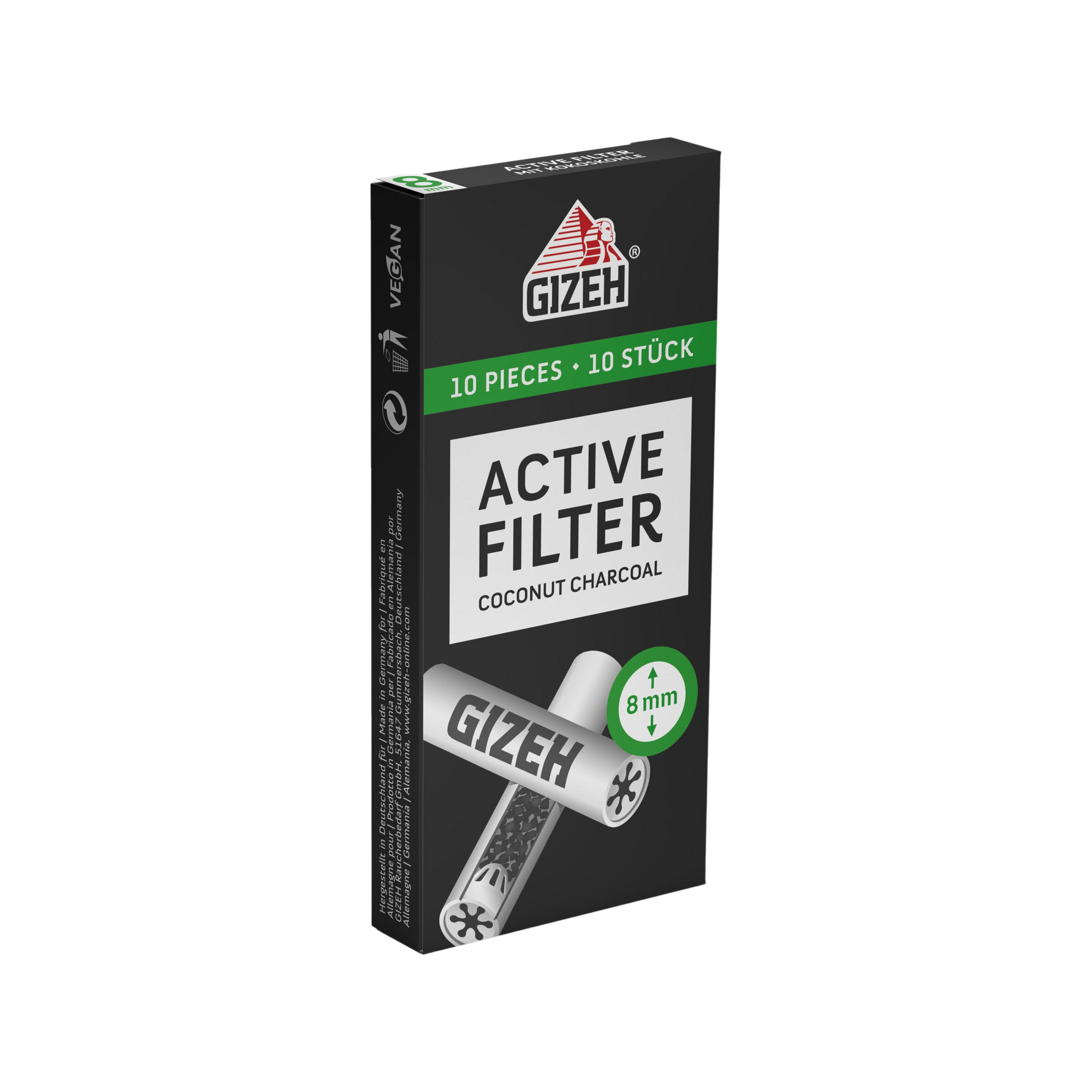 GIZEH - Active Filter 8mm - Black - Box 10 Stück