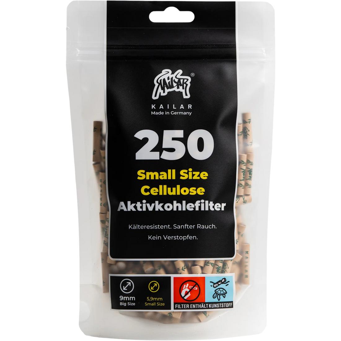 Kailar - 250 Filtri Slim in Carbone Attivo di Cellulosa - Non Sbiancati
