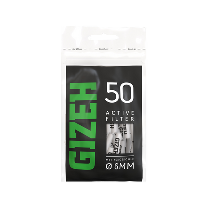 GIZEH - Active Filter 8mm - Black - Bag - 50 Stück