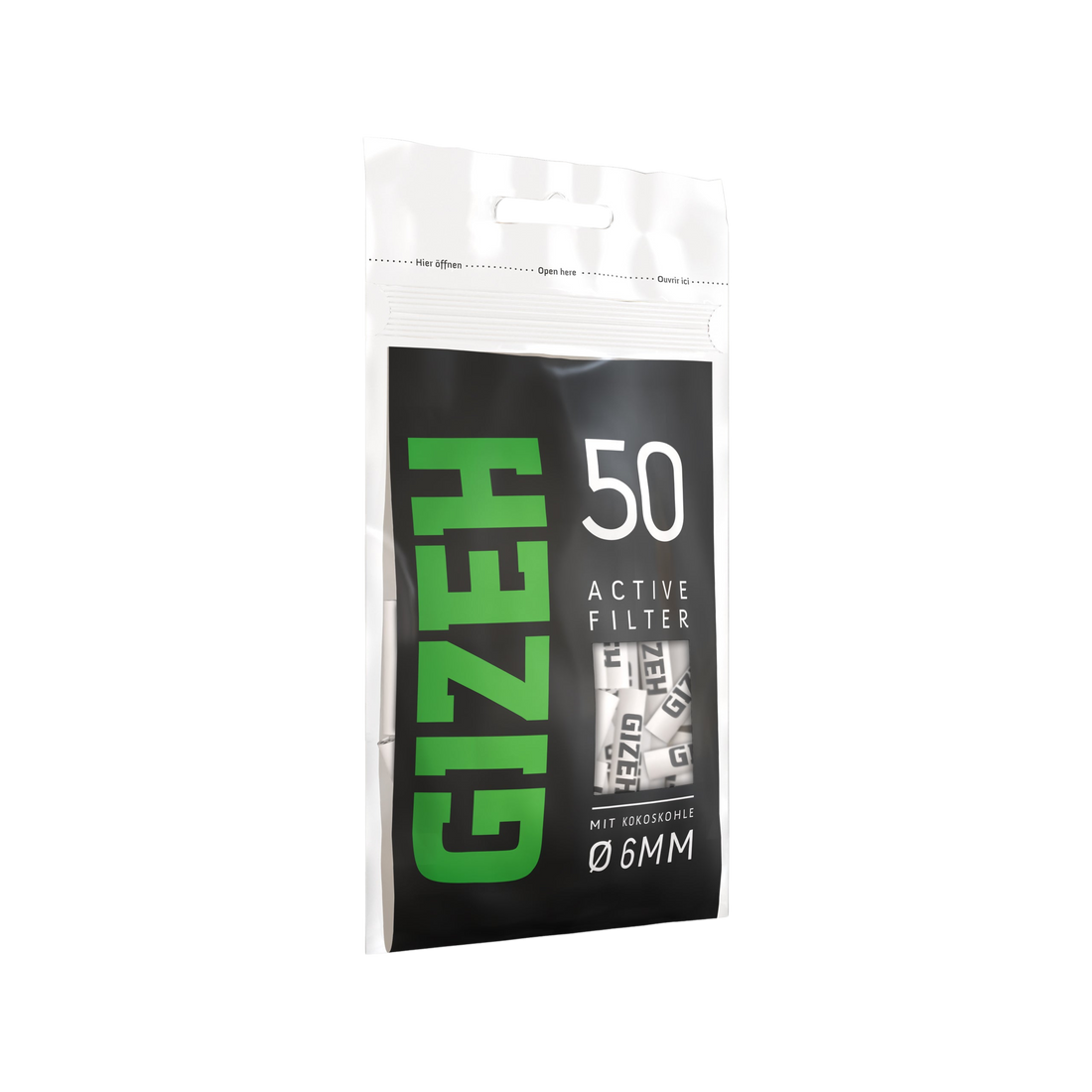 GIZEH - Active Filter 8mm - Black - Bag - 50 Stück