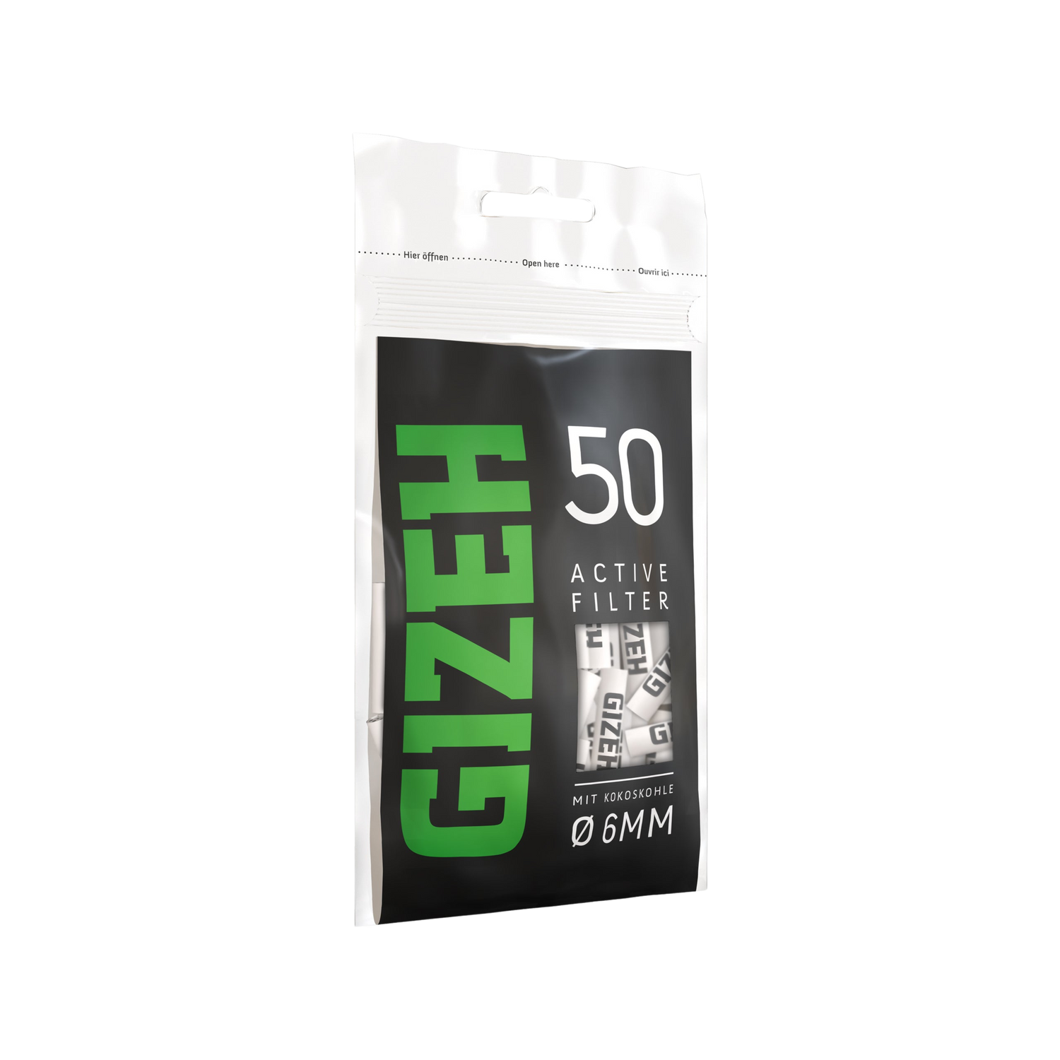 GIZEH - Active Filter 8mm - Black - Bag - 50 Stück