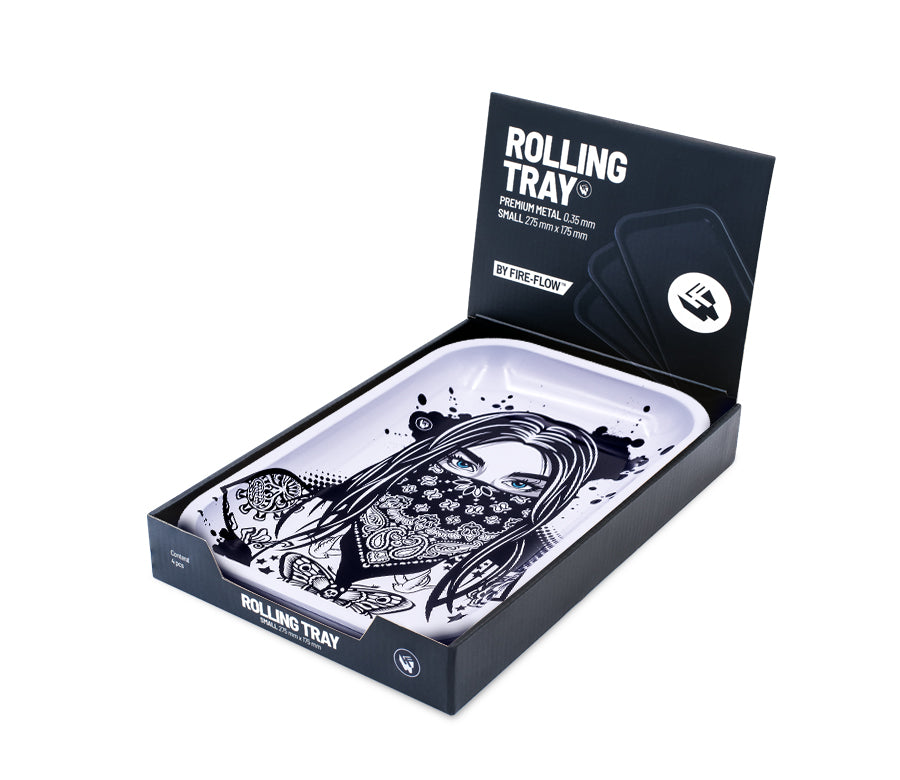 FireFlow Rolling Tray M «Tattoo Girl 1/4» 27.5 × 17.5 cm (4 Stk.)