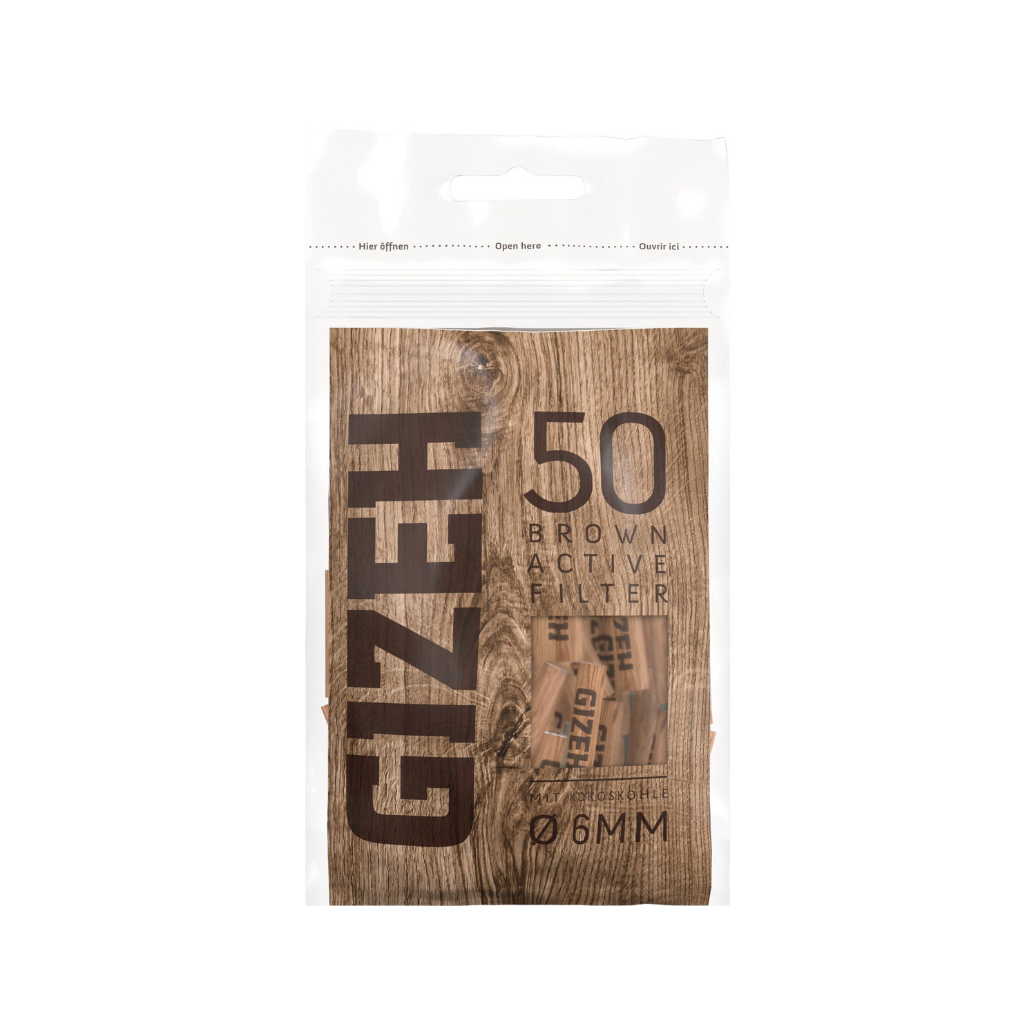 GIZEH - Active Filter 6mm - Brown - Bag - 50 Stück