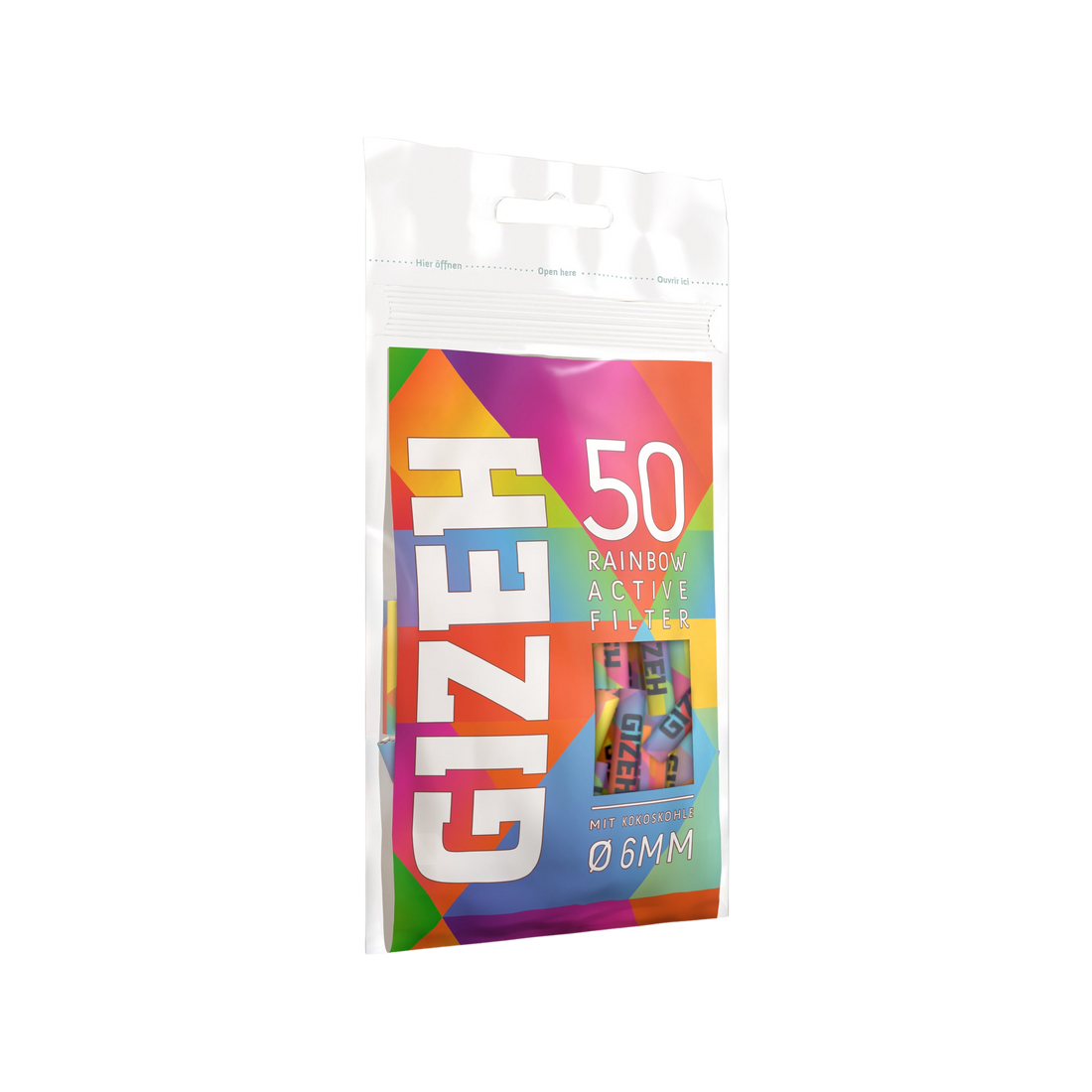 GIZEH - Filtro attivo 6mm - Arcobaleno - Confezione da 50 pezzi