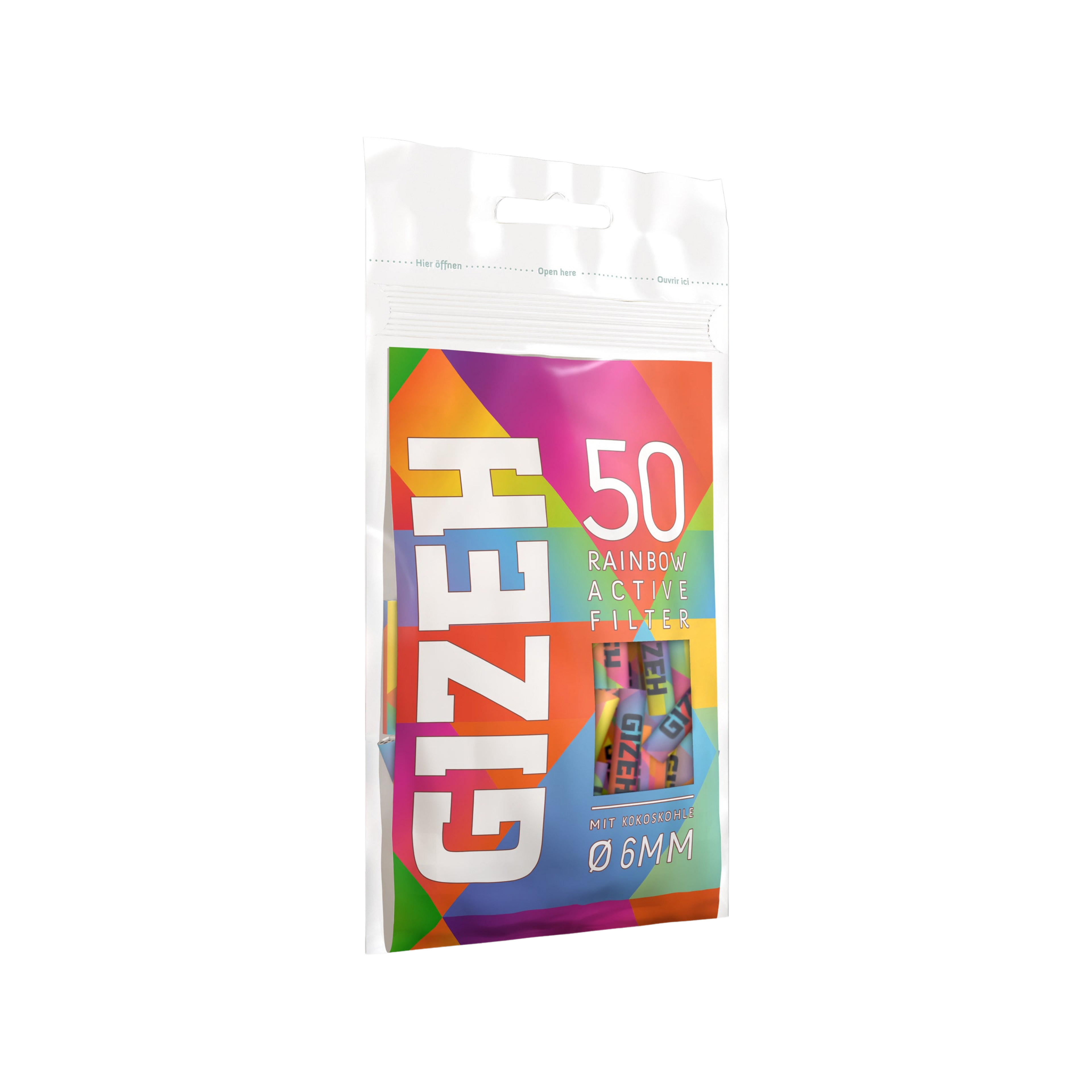 GIZEH - Active Filter 6mm - Rainbow - Bag 50 Stück
