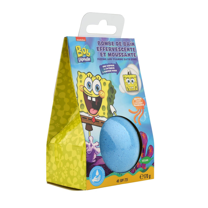 Take Care Badebombe Sponge Bob in Verpackung mit blauer Kugel, Kokos 170 g