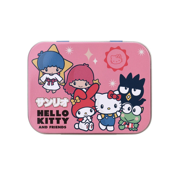 Pinke Metalldose mit Hello Kitty and Friends Figuren, Vorderseite