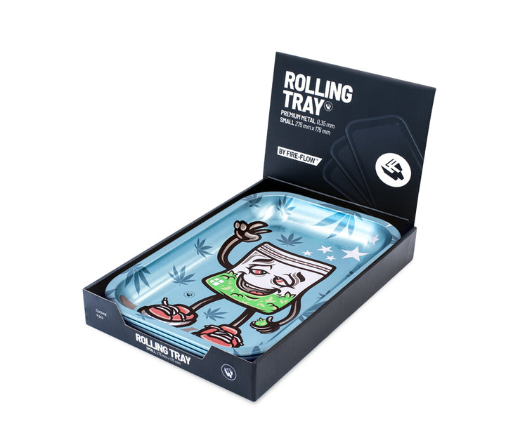 FireFlow Rolling Tray 420 Characters Metallschale im dunklen Display-Karton