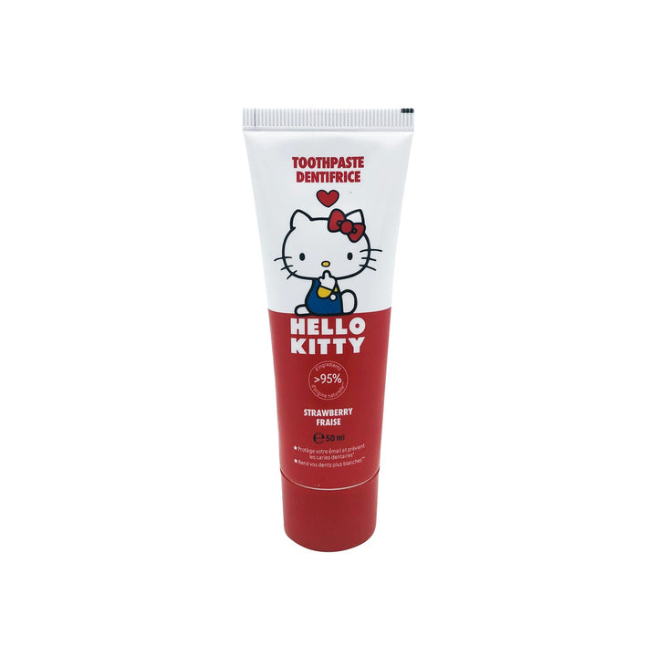 Einzelne Hello Kitty Zahnpasta Tube Erdbeere mit rotem Deckel, Vorderansicht