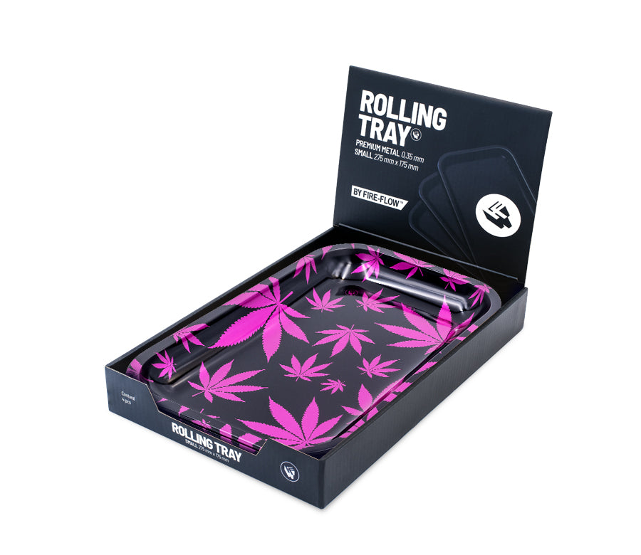 FireFlow Rolling Tray M «Leaves Pink» 27.5 × 17.5 cm (4 Stk.)