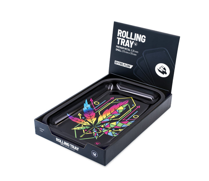 FireFlow Rolling Tray Geometrical Leaves in geöffneter Display-Box