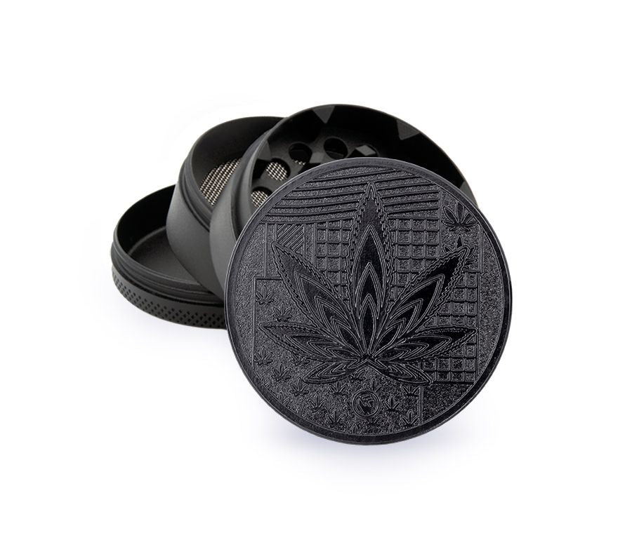 FireFlow Metall-Grinder «Leaves 36» Black 5 cm 4-teilig (4 Stk.)