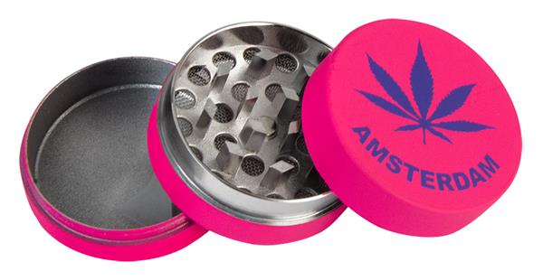 Grinder Alu Pink Hemp Leaf 3-teilig 40mm