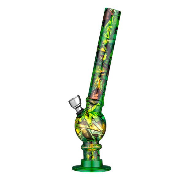 Acryl Bong Street Art Green 32cm mit Comicmuster