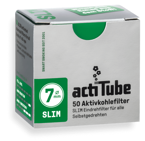 actiTube Slim 7mm Aktivkohlefilter 50 Stück Packung