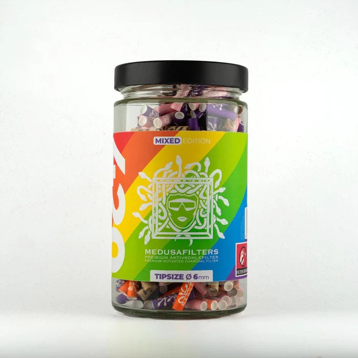 MedusaFilters 420er Glas Mixed Edition mit bunten Aktivkohlefiltern 6 mm