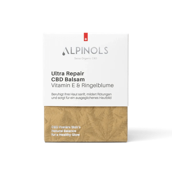 Detailansicht des CBD Balsams mit Ringelblume
