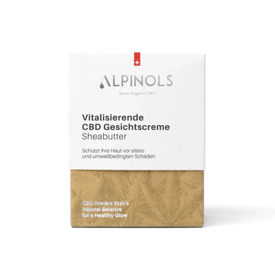 Detailansicht der Alpinols CBD Gesichtscreme mit Manuka und Wildrosenöl