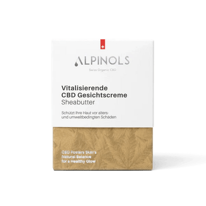 Detailansicht der Alpinols CBD Gesichtscreme mit Manuka und Wildrosenöl