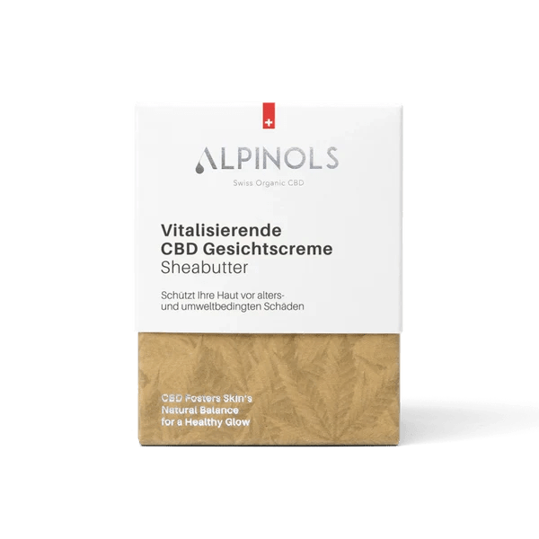 Detailansicht der Alpinols CBD Gesichtscreme mit Manuka und Wildrosenöl