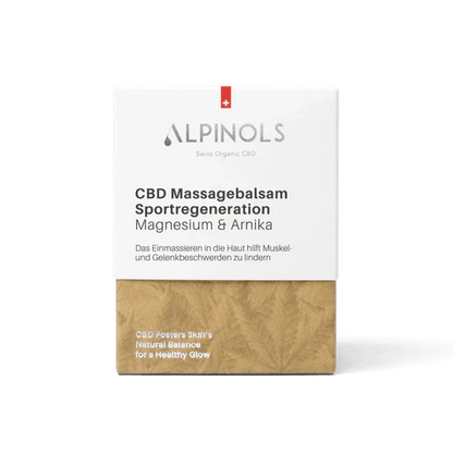 Verpackung von Alpinols CBD Sportbalsam 50 ml