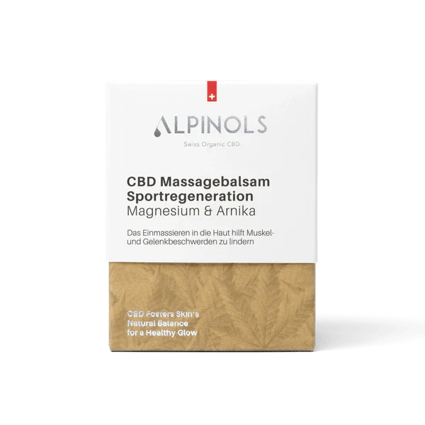 Verpackung von Alpinols CBD Sportbalsam 50 ml
