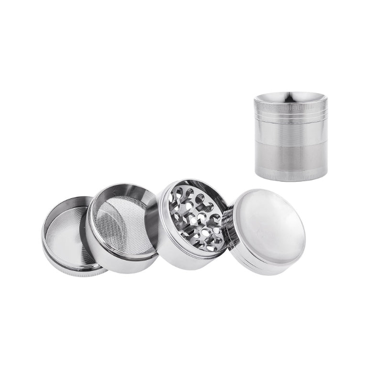 Dreamliner Alu-Grinder 4-teilig, 40 mm, Silber – Mühle für Kräuter und Tabak