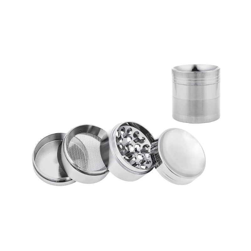 Dreamliner Alu-Grinder 4-teilig, 40 mm, Silber – Mühle für Kräuter und Tabak
