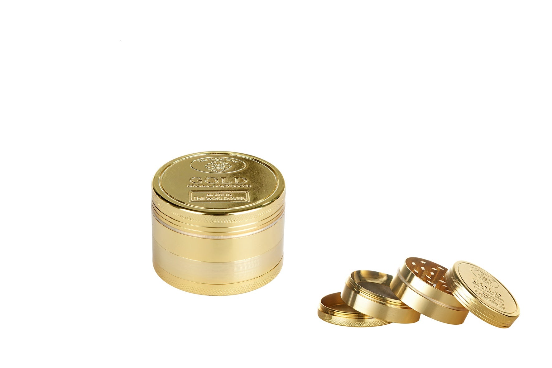 Dreamliner Alu-Grinder 4-teilig, 47 mm, im Goldbarren-Design – Kräutermühle