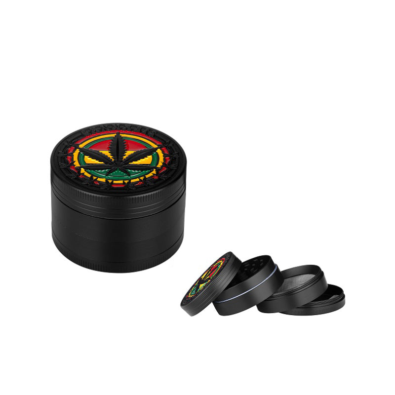 Dreamliner Alu-Grinder 4-teilig, 50 mm, Hanfblatt Rasta – Kräutermühle