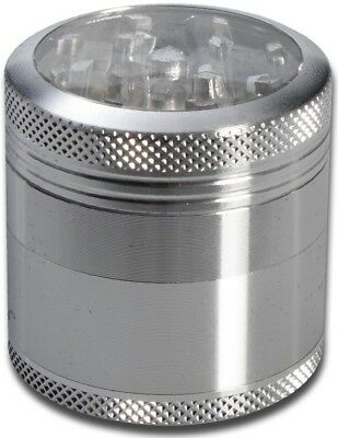 Alu-Grinder 4-teilig, 50 mm, Silber mit Sichtfenster – Kräutermühle