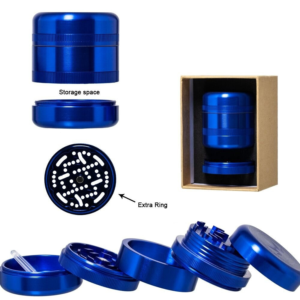 Grace Glass Alu-Grinder in Blau, 5-teilig, 55 mm
