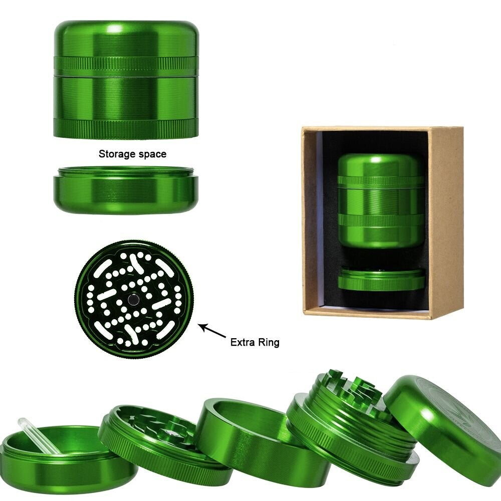 Grace Glass Alu-Grinder 5-teilig, 55 mm, Grün – Mühle für Kräuter und Tabak