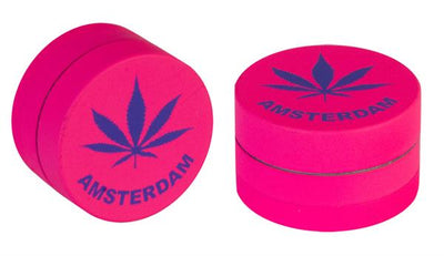 Alu Pink Hemp Leaf Grinder 40 mm, 3-teilig in Pink