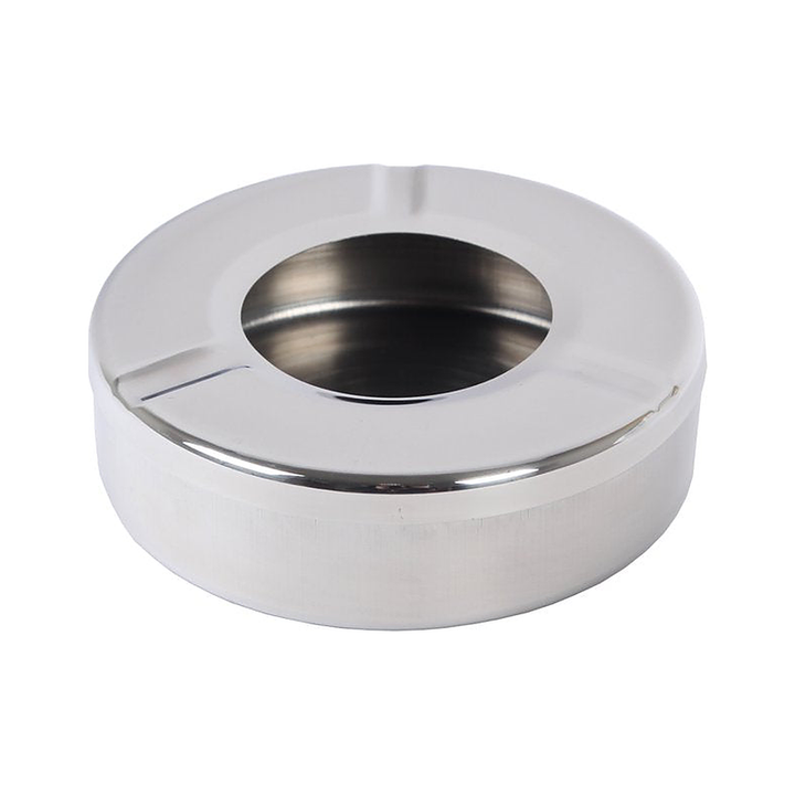 Aschenbecher aus Edelstahl in Chrom, 12 cm Durchmesser