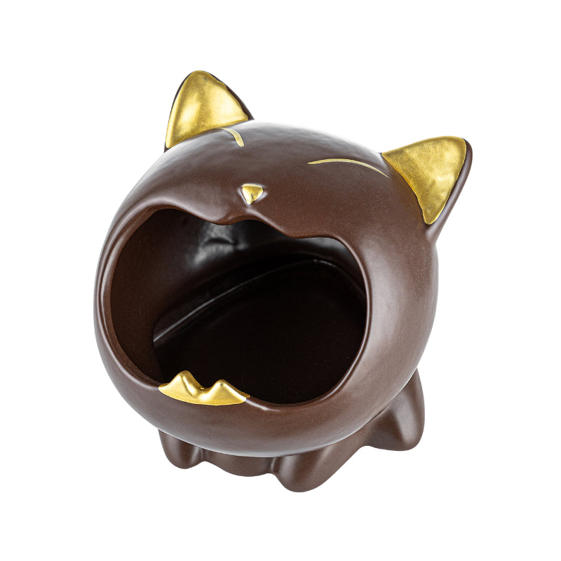 Aschenbecher im Katzen-Design in Braun