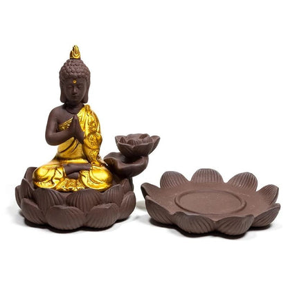 Buddha Rückfluss Räuchergefäss Keramik zweite Produktansicht