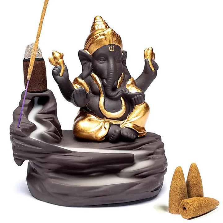 Ganesha Rückfluss Räucherschale aus Keramik zweite Produktansicht