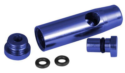 Detailansicht des BLIZZARD Dosierers aus Aluminium in Blau