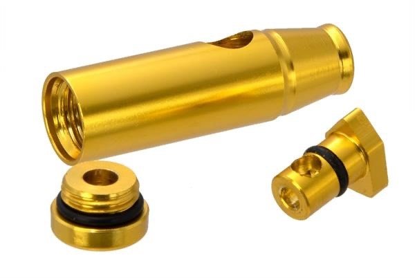 Detailansicht des BLIZZARD Dosierers aus Aluminium in Gold