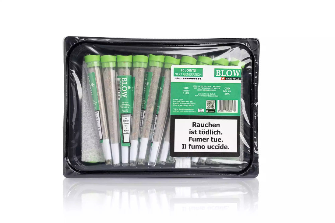 Verpackung des Blow Joint Next Generation Harlequin CBD Joints