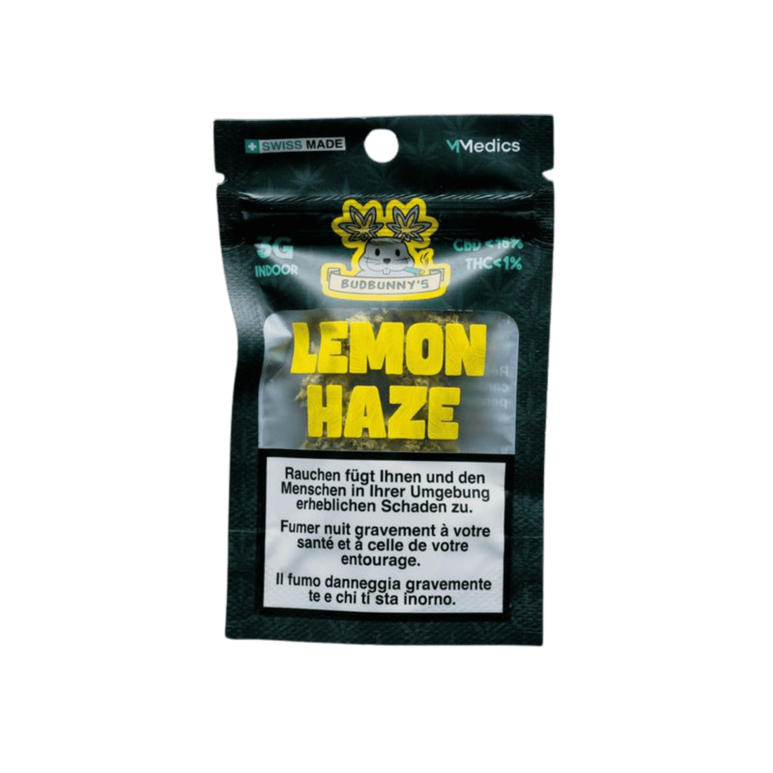 BudBunny Lemon Haze Indoor CBD Blüten 3g Packung